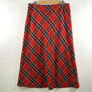 Womens Tartan Plaid Maxi Skirt Sz 16 Red Academia Preppy Old Money Outlander